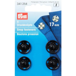 Brass Snap Fasteners - 17 mm black (Prym) - 4 pcs/card