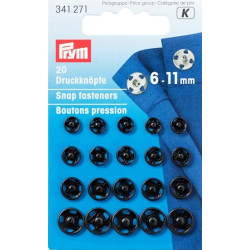 Brass Snap Fasteners - 6-11 mm black (Prym) - 20 pcs/card