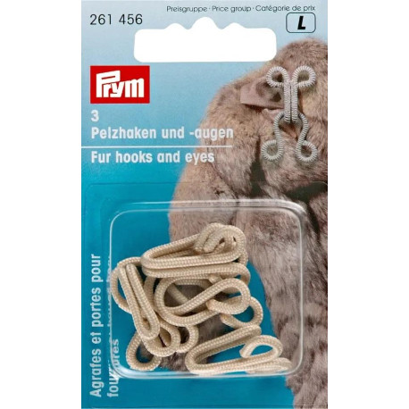 Fur Hooks and Eyes - beige (Prym) - 3pairs/card