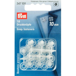 Plastic Snap Fasteners 10mm transparent (Prym) - 18pcs/card