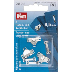 Trouser and Skirt Hooks/Bars 9,5 mm - silver (Prym) - 3pairs/card