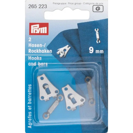 Trouser and Skirt Hooks/Bars 9 mm - black (Prym) - 2pairs/card