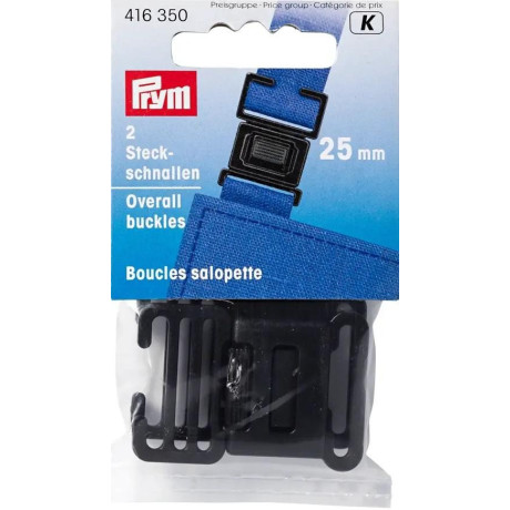 Overal buckles flat 25mm - c. black (Prym) - 2pcs/card