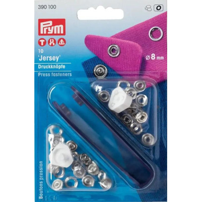Press fasteners JERSEY 8 mm - silver (Prym) - 10pcs/card