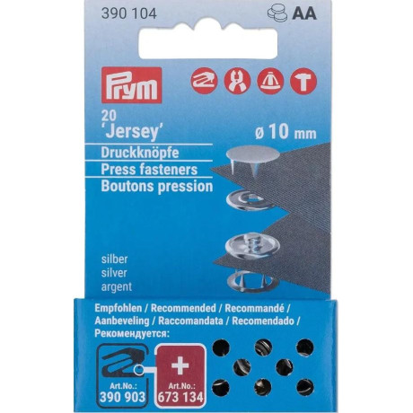 Knoflík stiskací JERSEY 10mm - stříbrný (Prym) - 20ks/karta