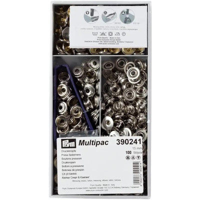 Press fasteners SPORT & CAMPING 15mm - silver (Prym) - 100cs/box