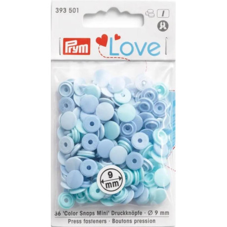 Press fasteners MINI Colour Snaps PRYM LOVE 9mm - assort col. - 36pcs/card