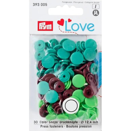 Patentky Color snaps PRYM LOVE 12,4mm - asort barev - 30ks/karta