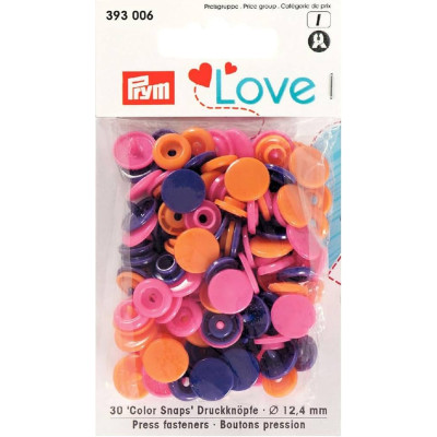 Press fasteners Colour Snaps PRYM LOVE 12,4mm - assort col. - 30pcs/card