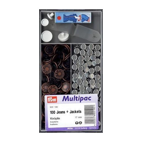Jeans buttons 17mm - antique copper (Prym) - 100pcs/box