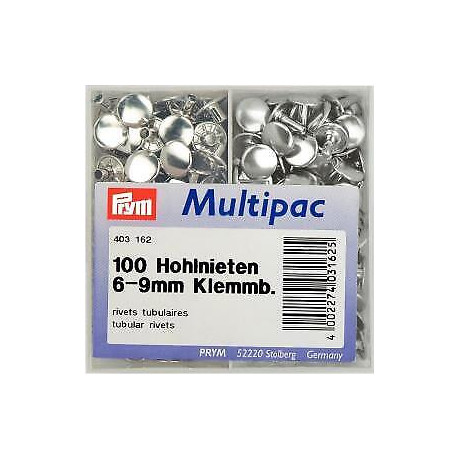 Duté nýty 9mm - stříbrné (Prym) - 100ks/krabička