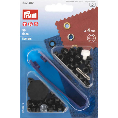 Eyelets 4 mm without washers - black oxid (Prym) - 50pcs/card