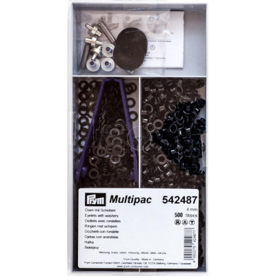 Mosazné průchodky s podložkou 4mm - černý oxid (Prym) - 500ks/krabička