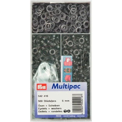 Mosazné průchodky s podložkou 5mm - černý oxid (Prym) - 500ks/krabička