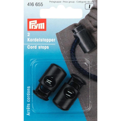 Cord Stops - 1-hole - black (Prym) - 2pcs/card