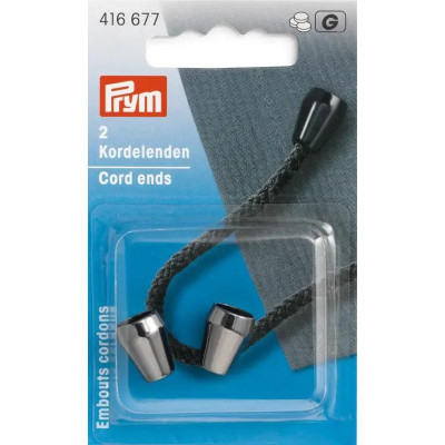 Cord Ends - gunmetal (Prym) - 2pcs/card