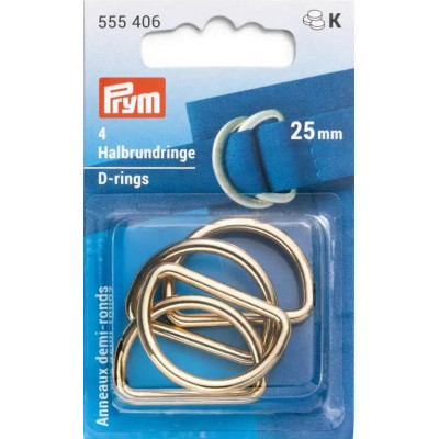 D-rings 25mm - new gold (Prym) - 4pcs/card