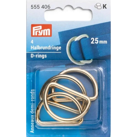 D-rings 25mm - new gold (Prym) - 4pcs/card