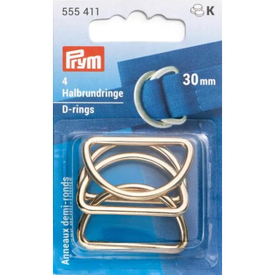 D-rings 30mm - new gold (Prym) - 4pcs/card