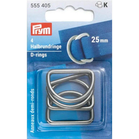 D-rings 25mm - gunmetal (Prym) - 4pcs/card
