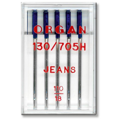 Strojové jehly ORGAN JEANS 130/705H - 110 - 5ks/plastová krabička