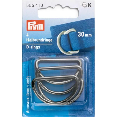 D-rings 30mm - gunmetal (Prym) - 4pcs/card