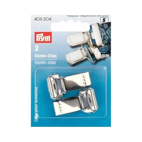 Combi clips with hinged buckles 18mm - silver (Prym) - 2pcs/card