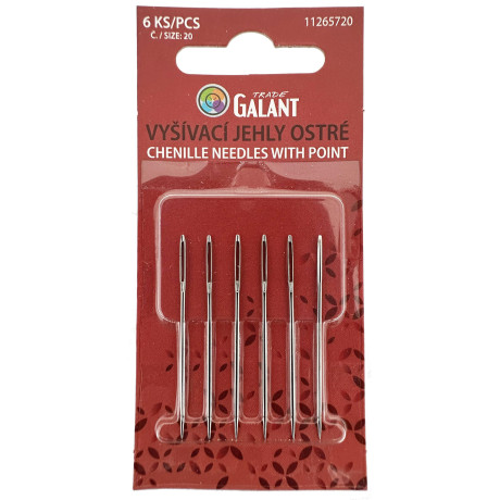 Chenille needles with point NI No. 20 - 6pcs/card