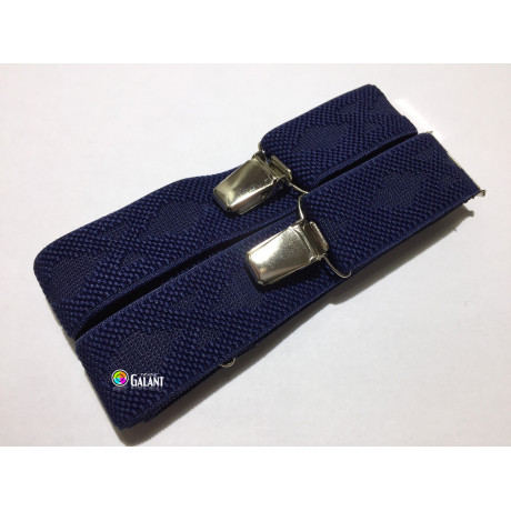 Men's Braces Suspenders width 3cm length 115cm, X-Shape - c.dark blue with pattern - 1pcs
