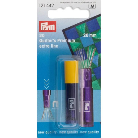 Quilting needles extra fine 0,53 x 26mm (Prym) - 20pcs/card