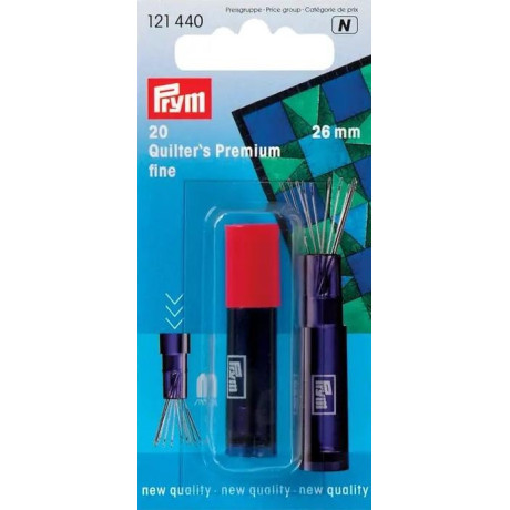 Quilting needles fine 0,6 x 26mm (Prym) - 20pcs/card