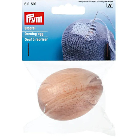 Darning egg, natural (Prym) - 1pcs/card