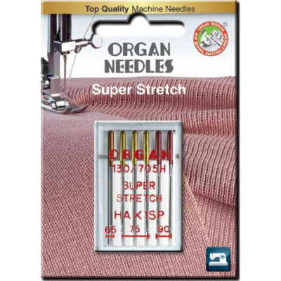 Machine Needles ORGAN SUPER STRETCH 130/705H - Assort - 6pcs/plastic box