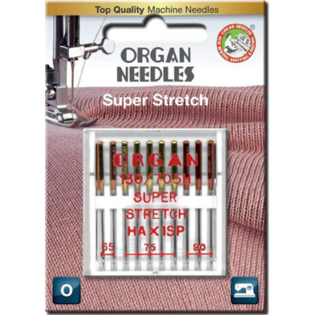 Strojové jehly ORGAN SUPER STRETCH 130/705H - ASORT - 10ks/pl. krabička
