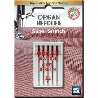 Strojové jehly ORGAN SUPER STRETCH 130/705H - 65 - 5ks/pl. krabička