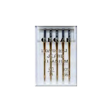 Machine Needles ORGAN JEANS TITANIUM ASSORT 130/705H - Assort - 5pcs/plastic box