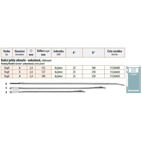 Packing Needles Curved - unhardened 5 (2,4x127) - 25pcs/envelope - 10envelopes/box