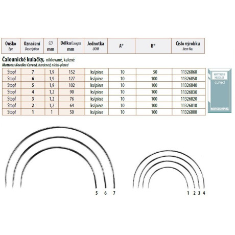 Mattress Needles Curved 2 (1,2x64) - 10pcs/envelope - 10envelopes/box