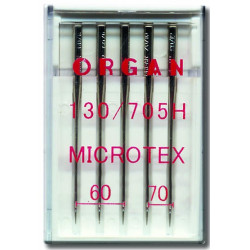 Strojové jehly ORGAN MICROTEX 130/705H - ASORT - 5ks/plastová krabička (60:3, 70:2ks)