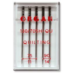Machine Needles ORGAN QUILTING 130/705H - Assort - 5pcs/plastic box (75:3, 90:2pcs)