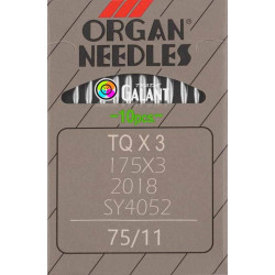 Industrial machine needles ORGAN TQx3 - 75/11 - 10pcs/card