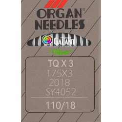Industrial machine needles ORGAN TQx3 - 110/18 - 10pcs/card