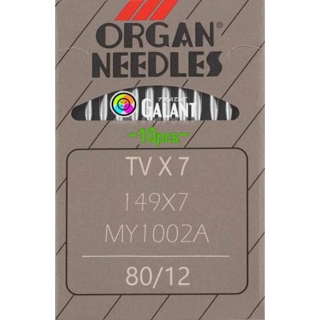 Industrial machine needles ORGAN TVx7 - 80/12 - 10pcs/card