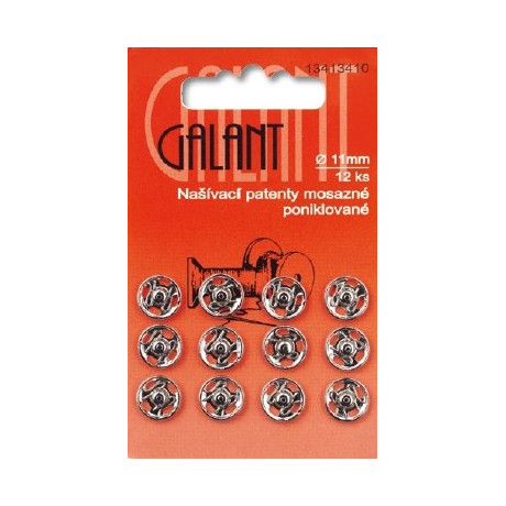 Brass Snap Fasteners Galant - 11mm nickelled - 12pcs/card