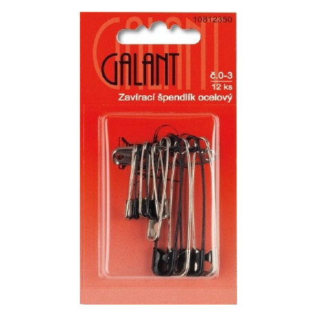 Mild Steel Safety Pins 0–3 nickel-black- 12pcs/card