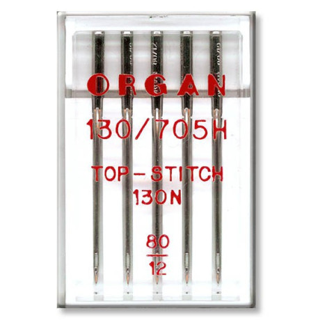 Machine Needles ORGAN TOP STITCH 130/705H - 80 - 5pcs/plastic box