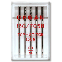 Machine Needles ORGAN TOP STITCH 130/705H - 90 - 5pcs/plastic box