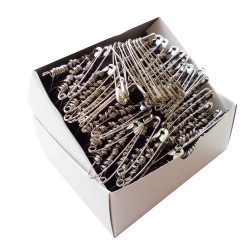 Špendlíky zavírací ocelové ECONOMY - 55mm - niklované -  864ks/krabička (11/12 - svazkované)
