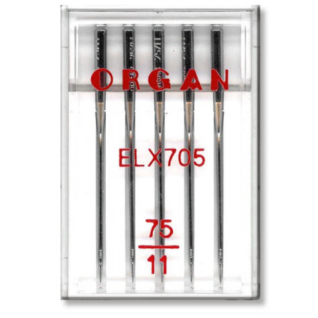 Strojové jehly ORGAN EL x 705 Chromium - 5ks/plastová krabička