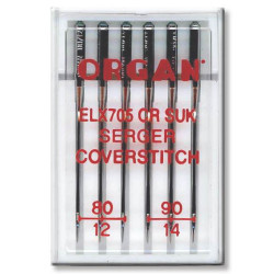 Machine Needles ORGAN EL x 705 Chromium SUK - Assort - 6pcs/plastic box (80:3, 90:3pcs)